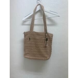 The SAK Original Beige Tan Woven Lined Braided Shoulder Purse Beachy Boho
